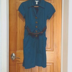 Turquoise Shirt dress w/ belt size 12